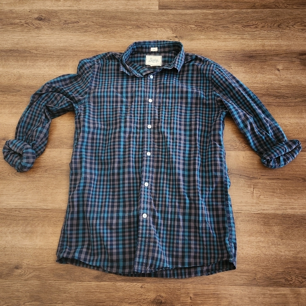 Bixby Nomad Gingham Slim Button Up Size Medium Tall - Picture 3 of 6